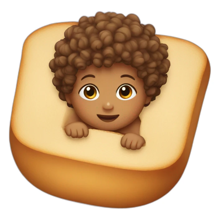 baby with curly hair and bread sticker
