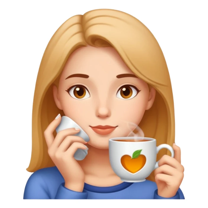girl sipping tea with a relaxed expression sticker