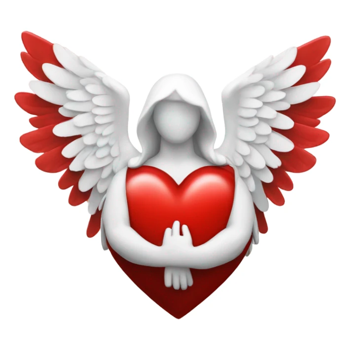 Red heart with white archangel wings sticker