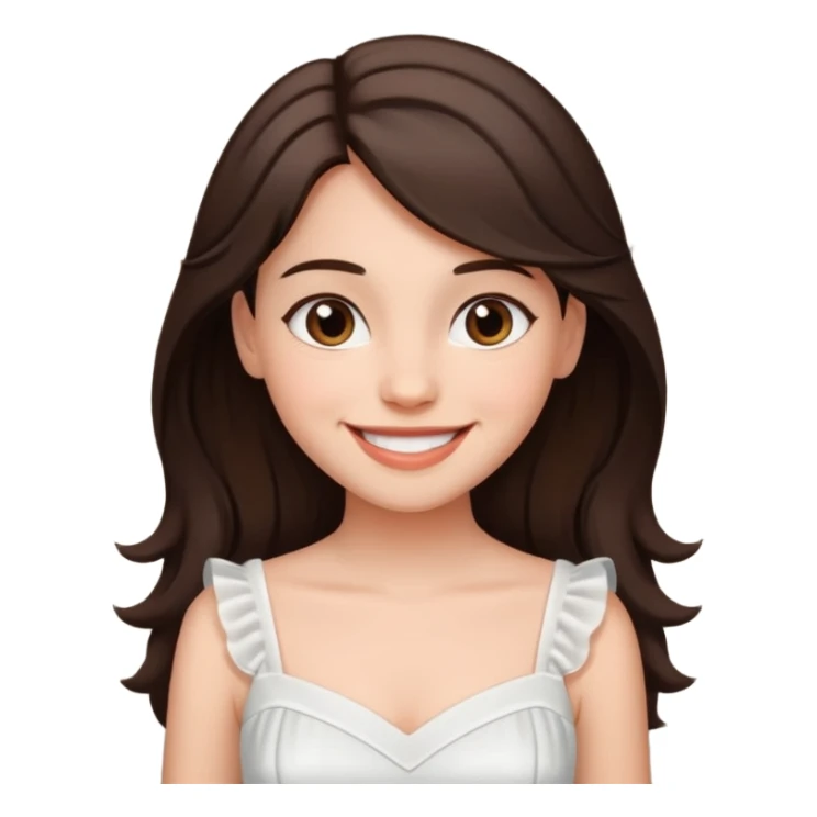 a dark brown-haired girl who was very happy because of love sticker