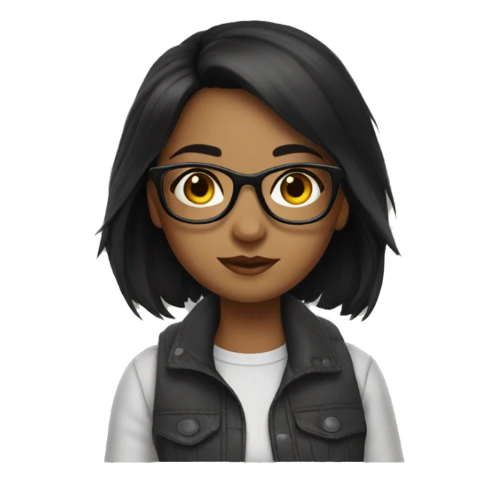 girl lanina write with medium black hair, glasses write  sticker