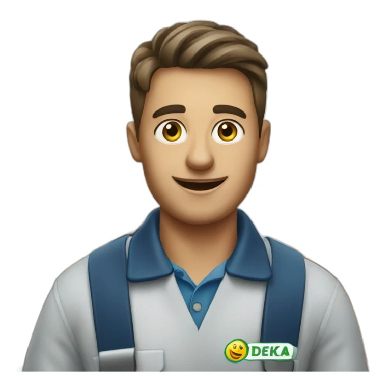 supermarket employee from edeka with the logo sticker