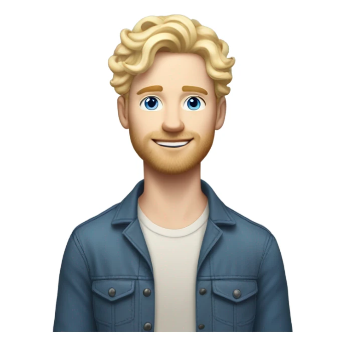 full body light curl blonde 30yo man blue eyed pale skin sticker