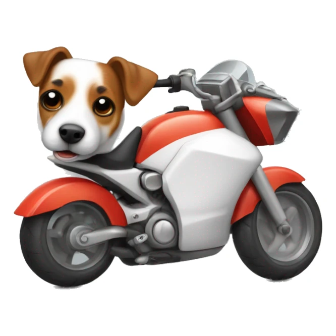 Jack russell encimade una moto con un casco puesto sticker