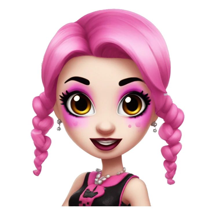 draculaura with pink skin and black and pink pigtails from monster high blowing a kiss,  sticker