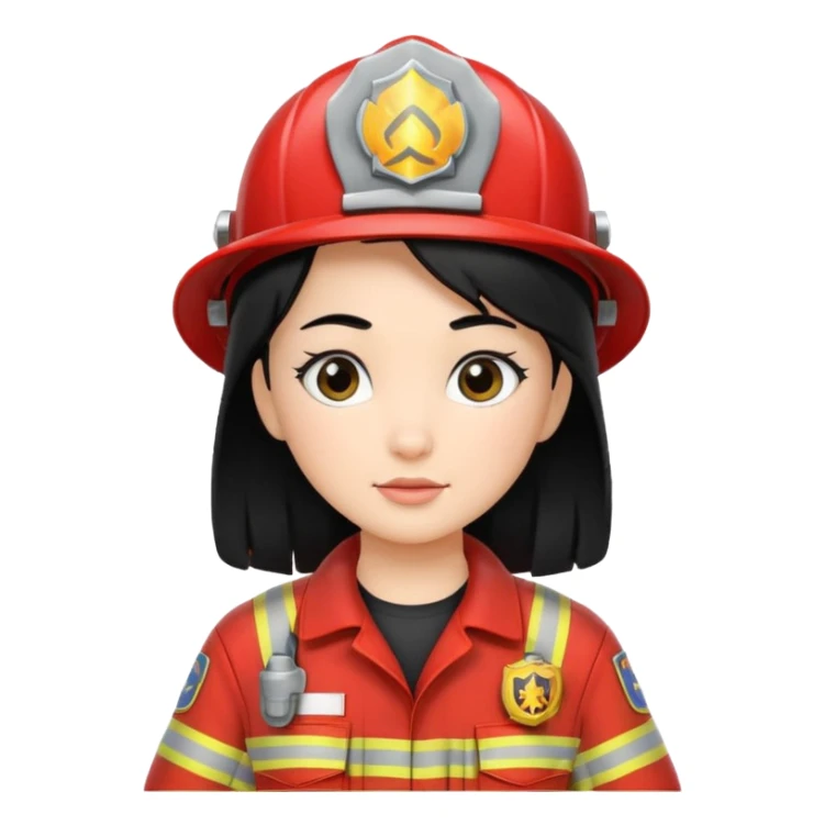 girl fireman with black hair sticker