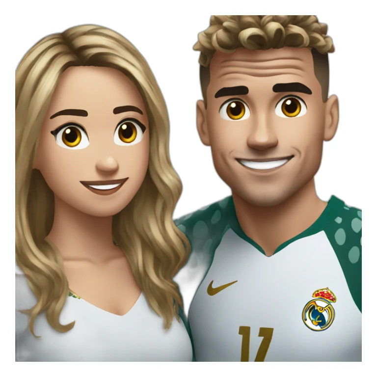 Griezmann showing his girlfriend to ronaldo sticker