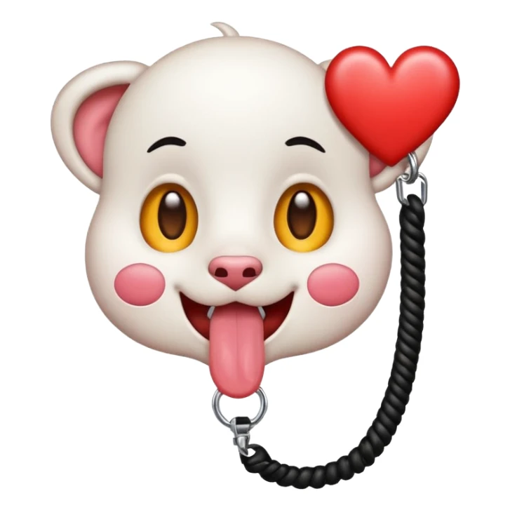 heart eyes face with tongue out on leash sticker