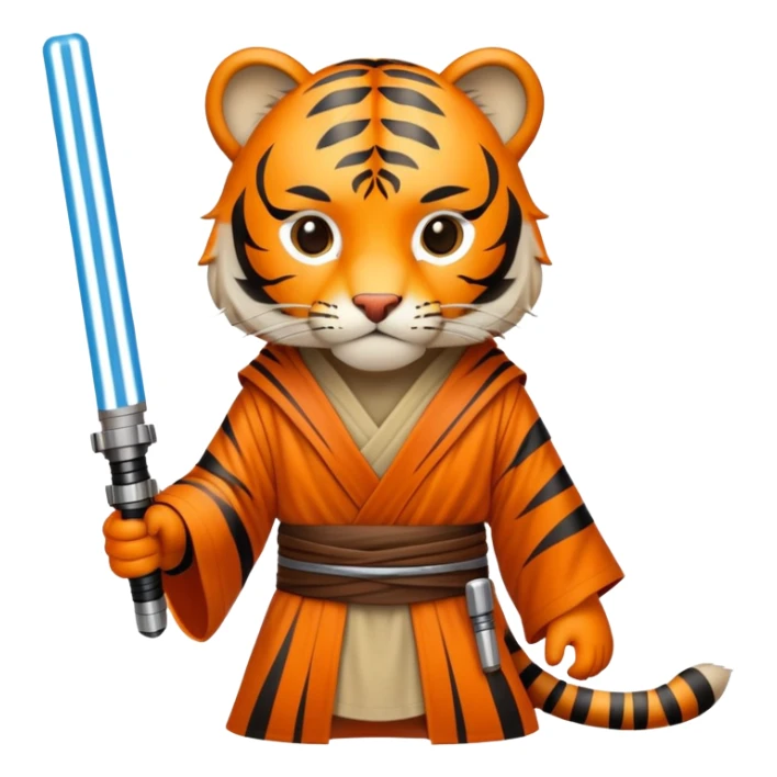 Tiger jedi knight with lightsaber sticker