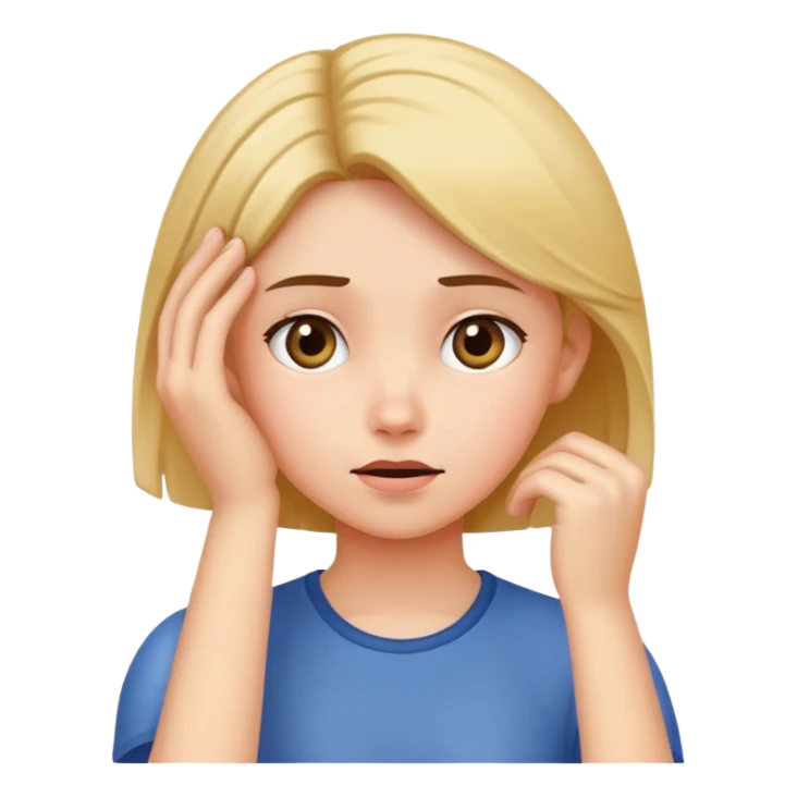 a girl scratching her head with her hand sticker