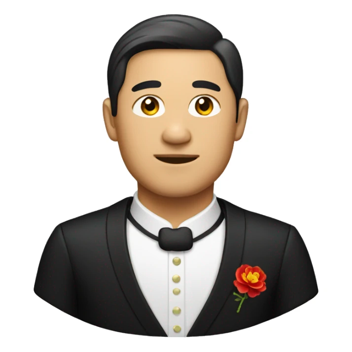 asian man with chinese wear black tuxedo  sticker