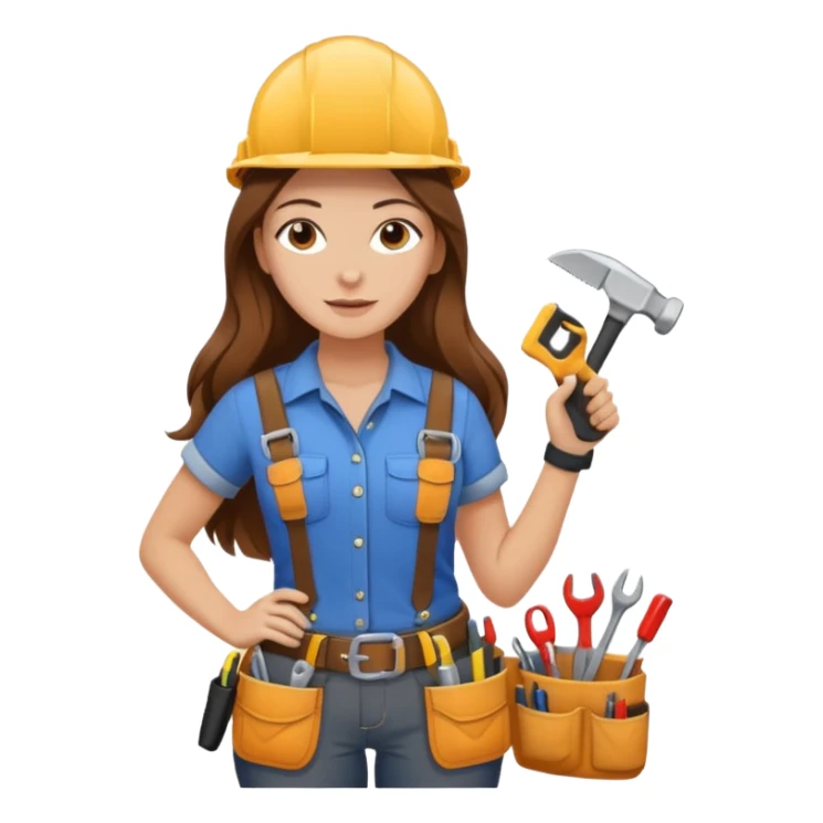 beautiful girl with long brown hair constructing new lounge room sticker
