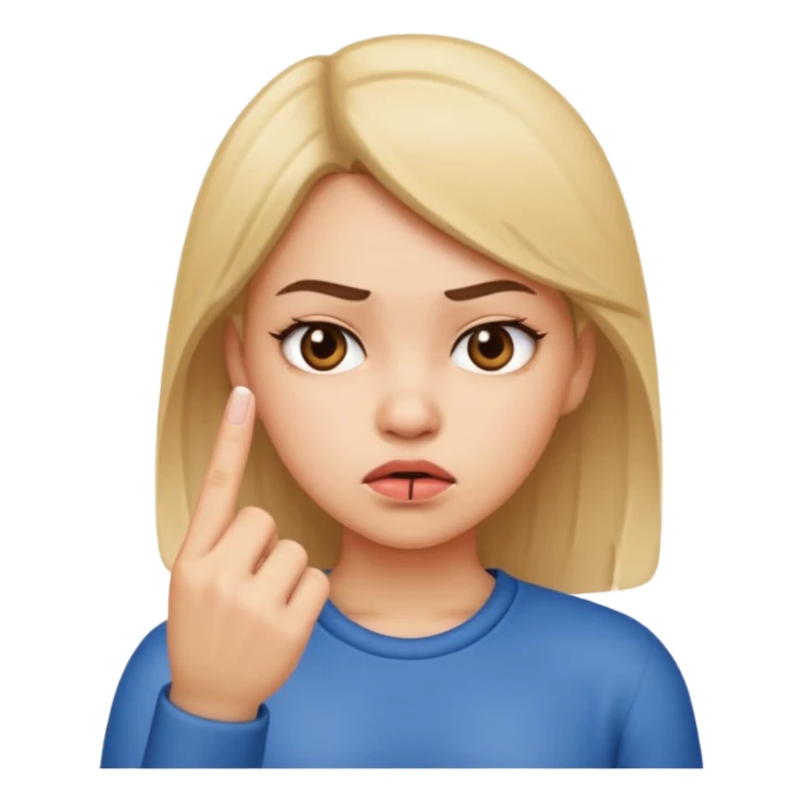 Annoyed girl with middle finger sticker