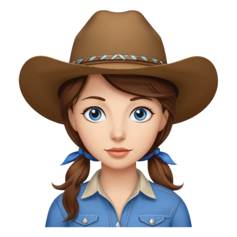 Cowgirl brown hair, estroil blue sticker