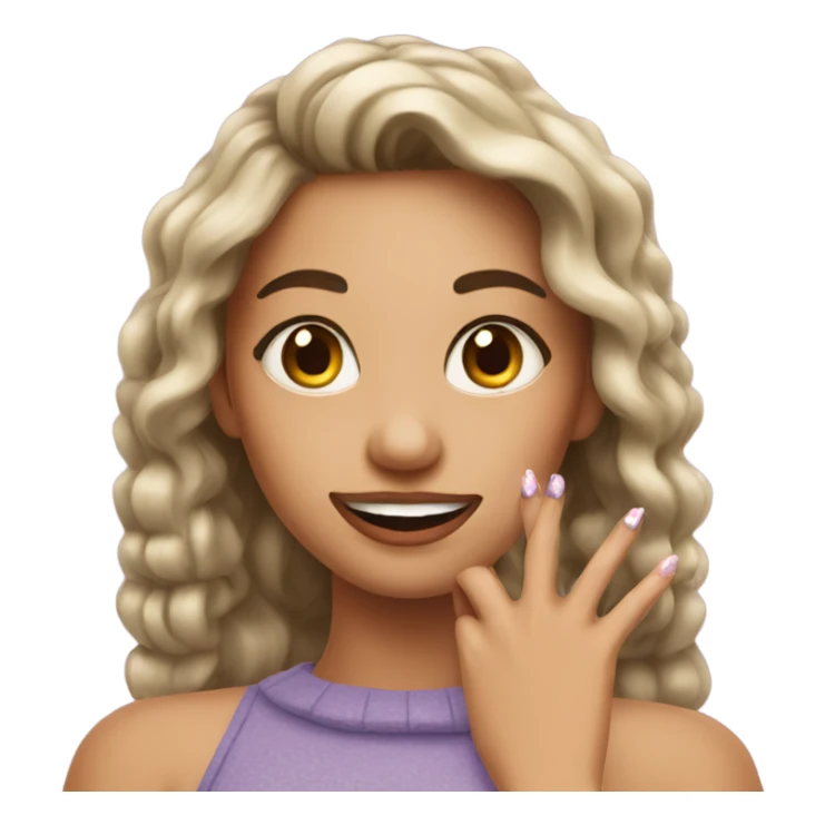 Beautiful girl with a funny nail sticker