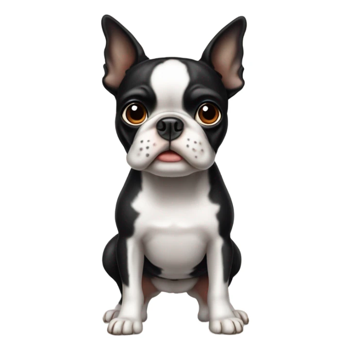 Boston terrier with one ear up and one ear down sticker