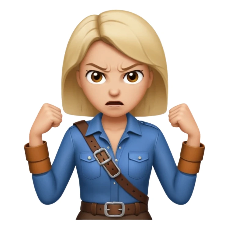 mom with a belt in her hands and an angry expression on her facd sticker