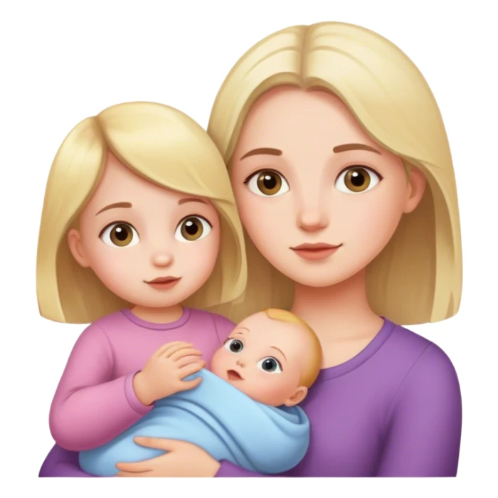 Girl with baby sister  sticker