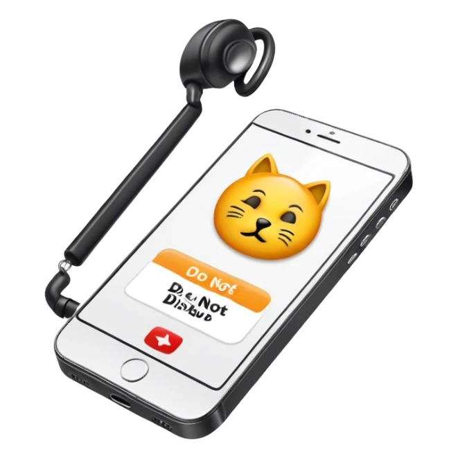 a mobile phone holding up a ‘do not disturb’ sign sticker
