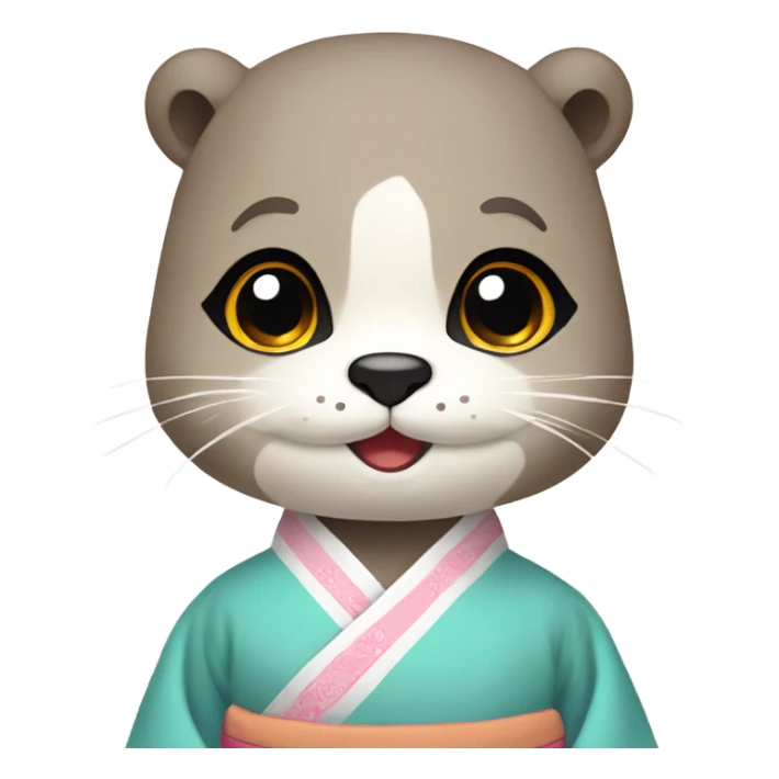 An otter face wear pastel-colored traditional Korean hanbok sticker