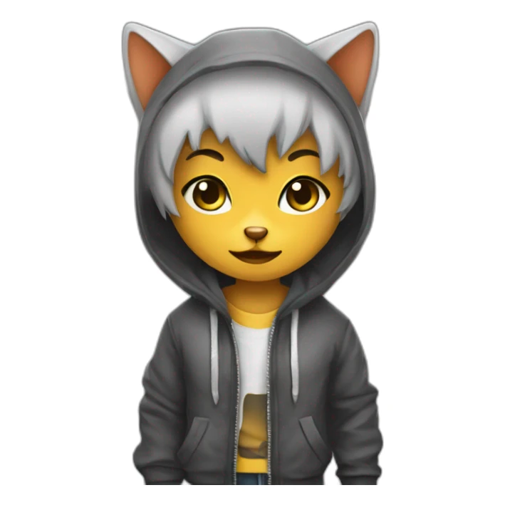 Help me with a stray cat in hardcore urban clothes sticker