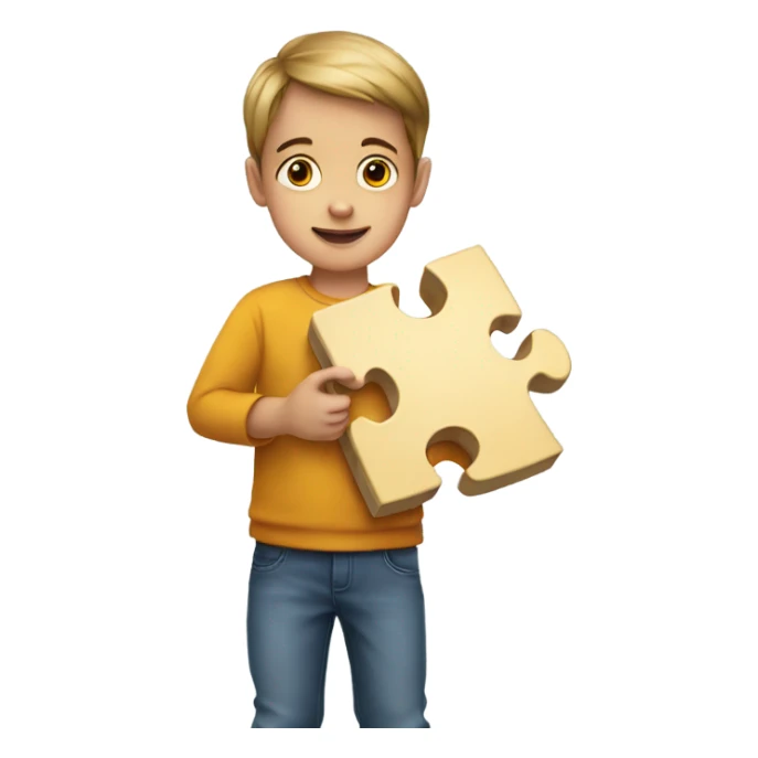 a child with a puzzle in his hands sticker