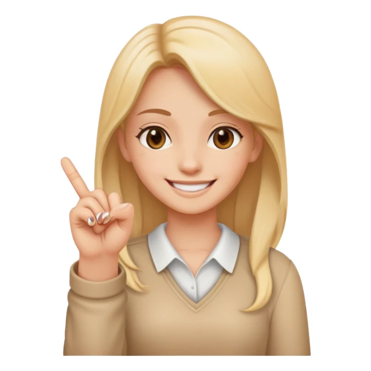 Girl holding up middle finger and smiling sticker