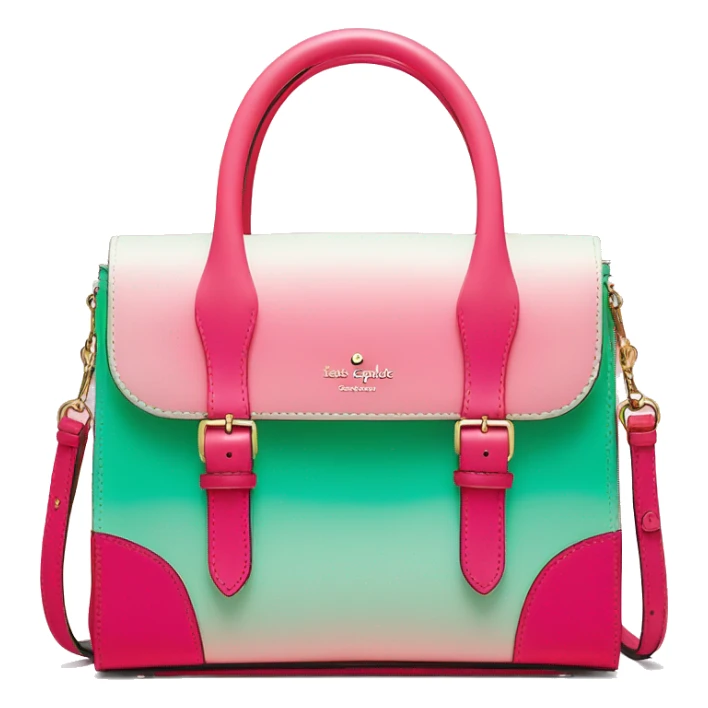 Realistic hot pink to mint green ombre Kate Spade satchel purse without strap. sticker