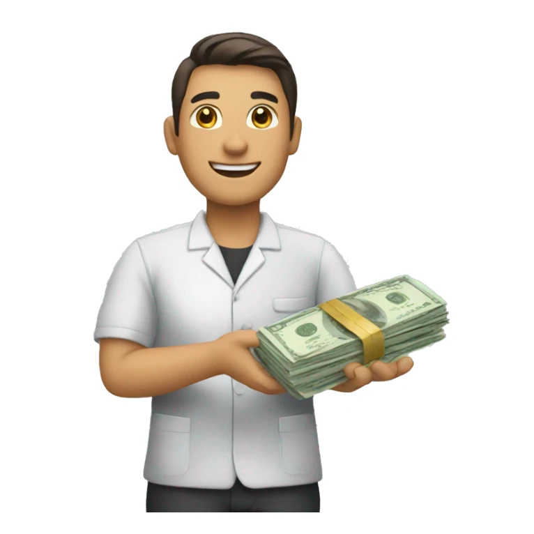 hotel worker with money in their hands sticker