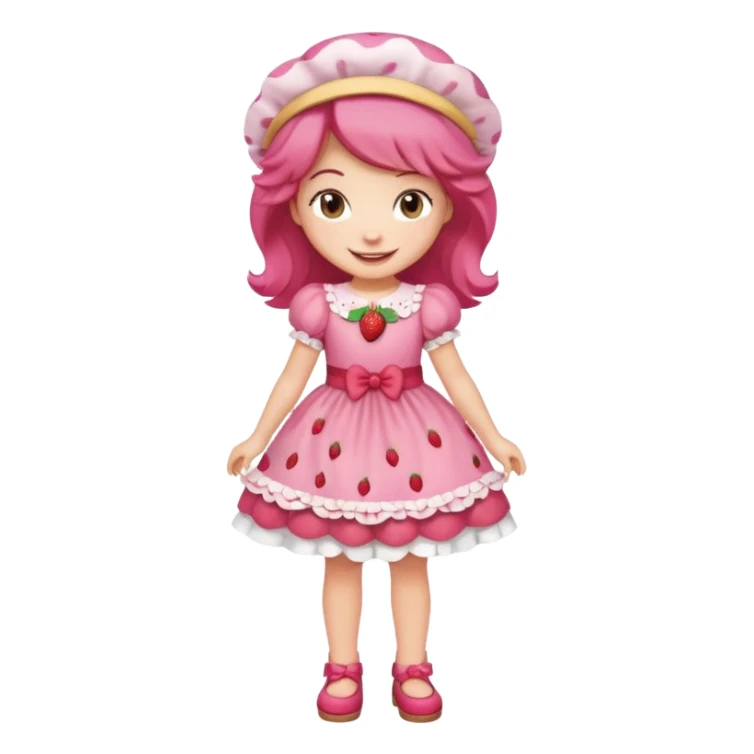 pretty and cute realistic modern day cartoon character strawberry shortcake full body sticker