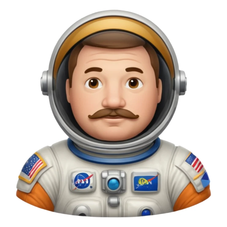 astronaut very fat man with moustache sticker