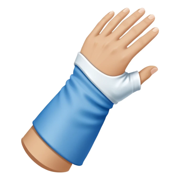 Arm in a blue cast with white edges at top and bottom  sticker
