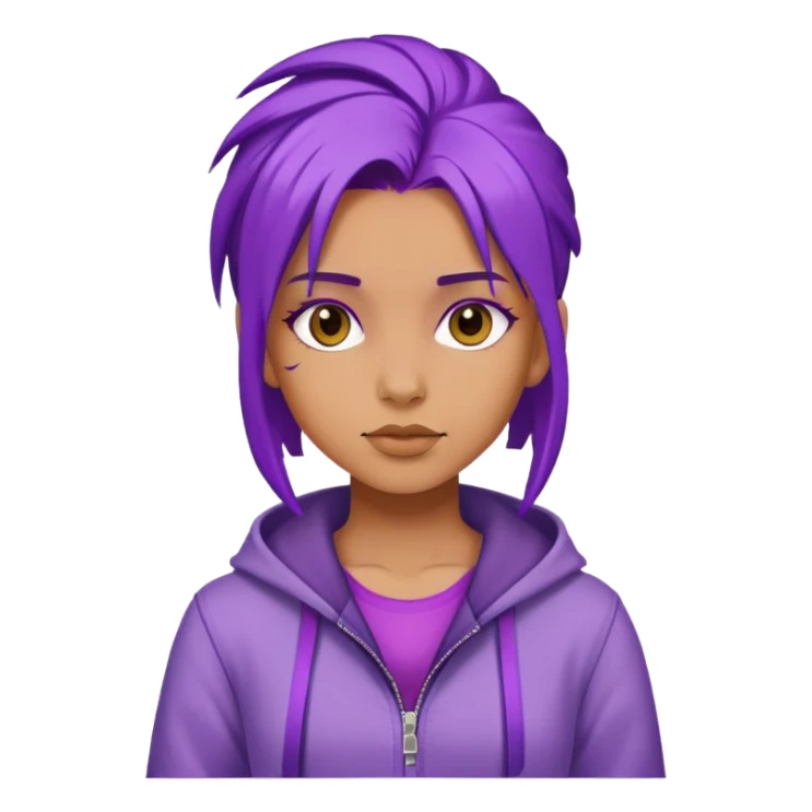 girl with purple hair wearing a cool outfit sticker