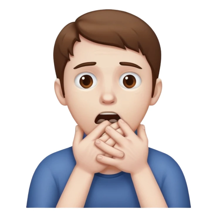 White person with brown hair choking themselves with both hands sticker