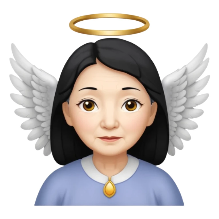 Angel Old Lady with wings black hair asian eyes sticker