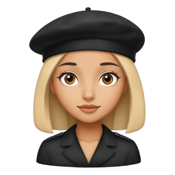 girl wearing a black beret sticker