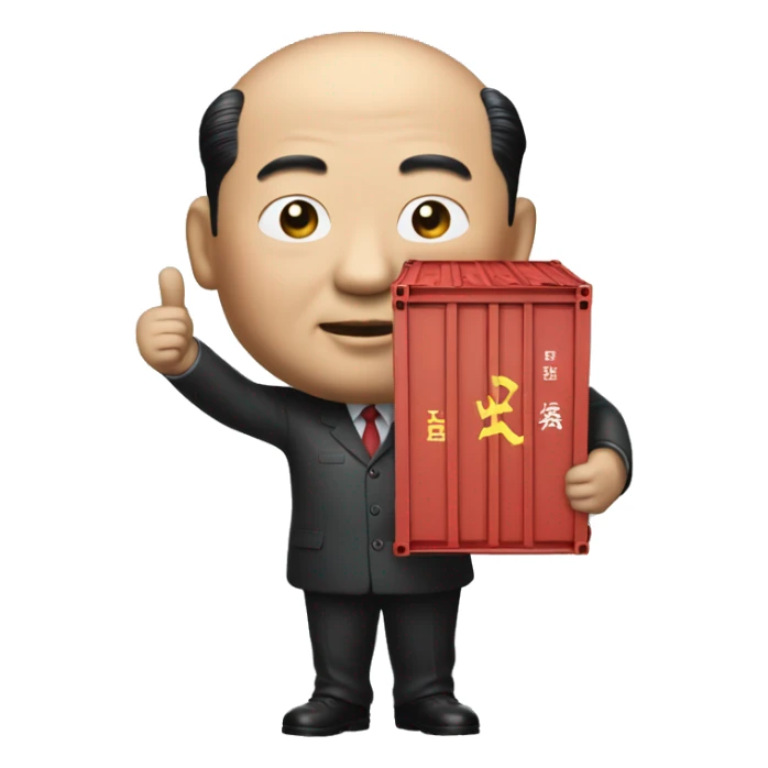 Xi Jinping holds a trade container in his hands sticker