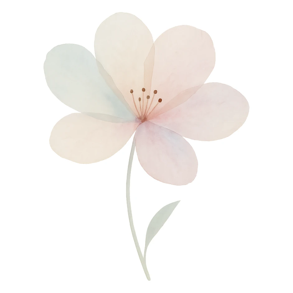 transparent flower, delicate and airy watercolor style sticker