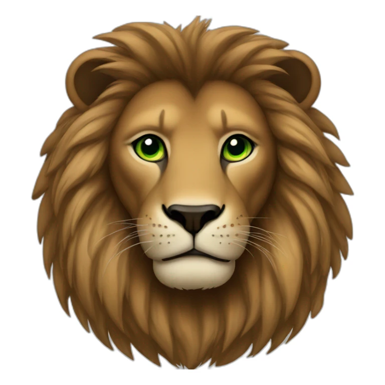 brown lion with a black  mane and green eyes sticker