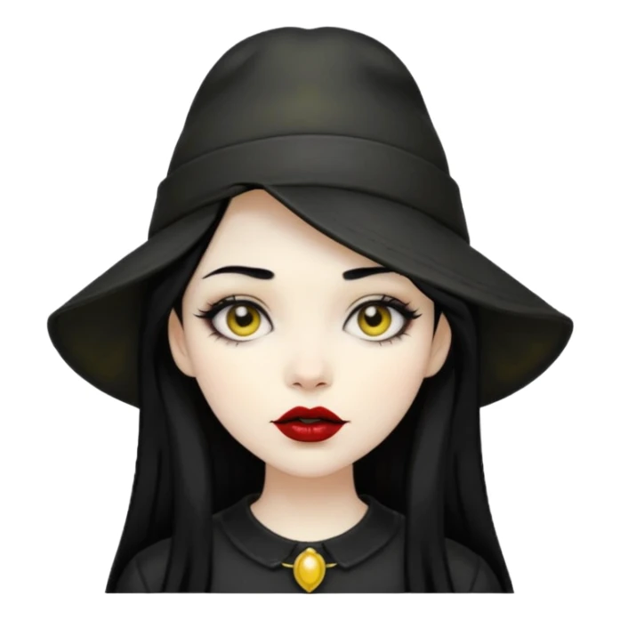 gothic girl black haired with yellow hat sticker