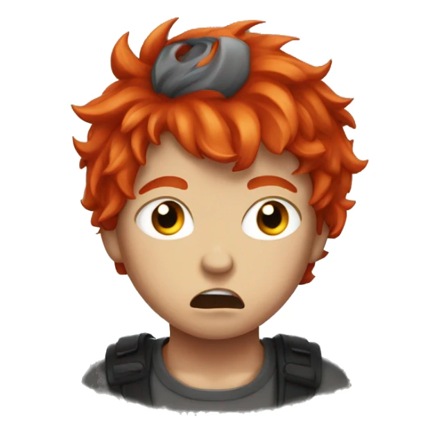 boy whos very angry with bright red hair sticker
