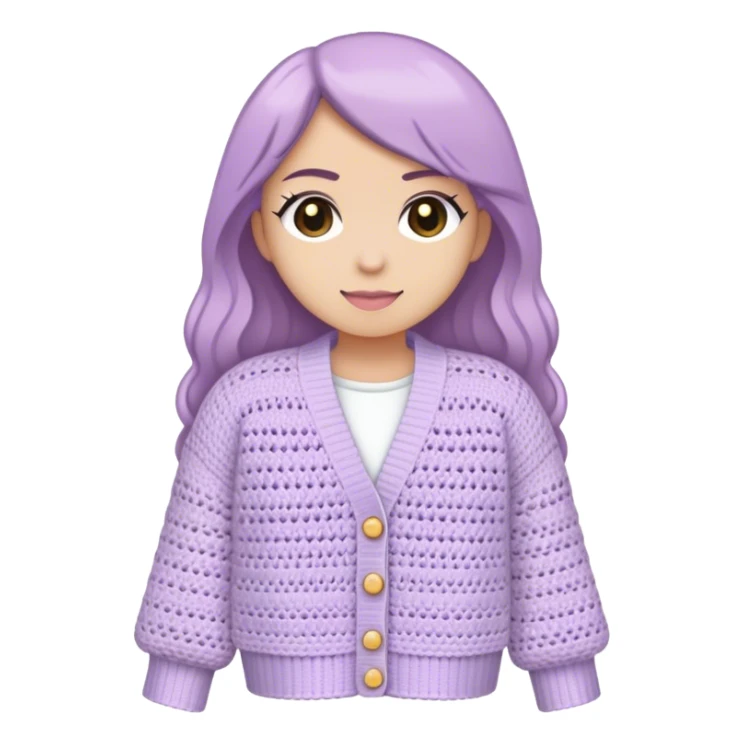 pastel muted purple crocheted cardigan sticker
