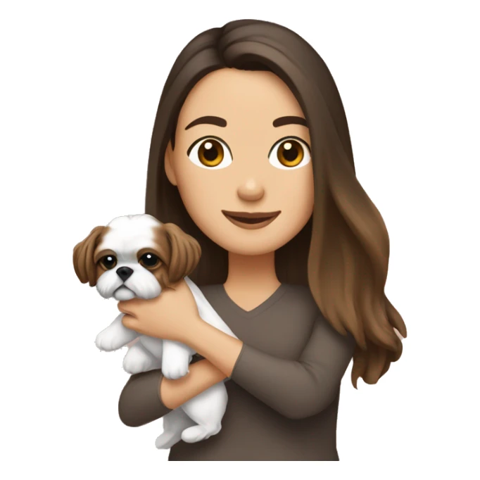 Brunette holding an all tan shih tzu in her arms sticker