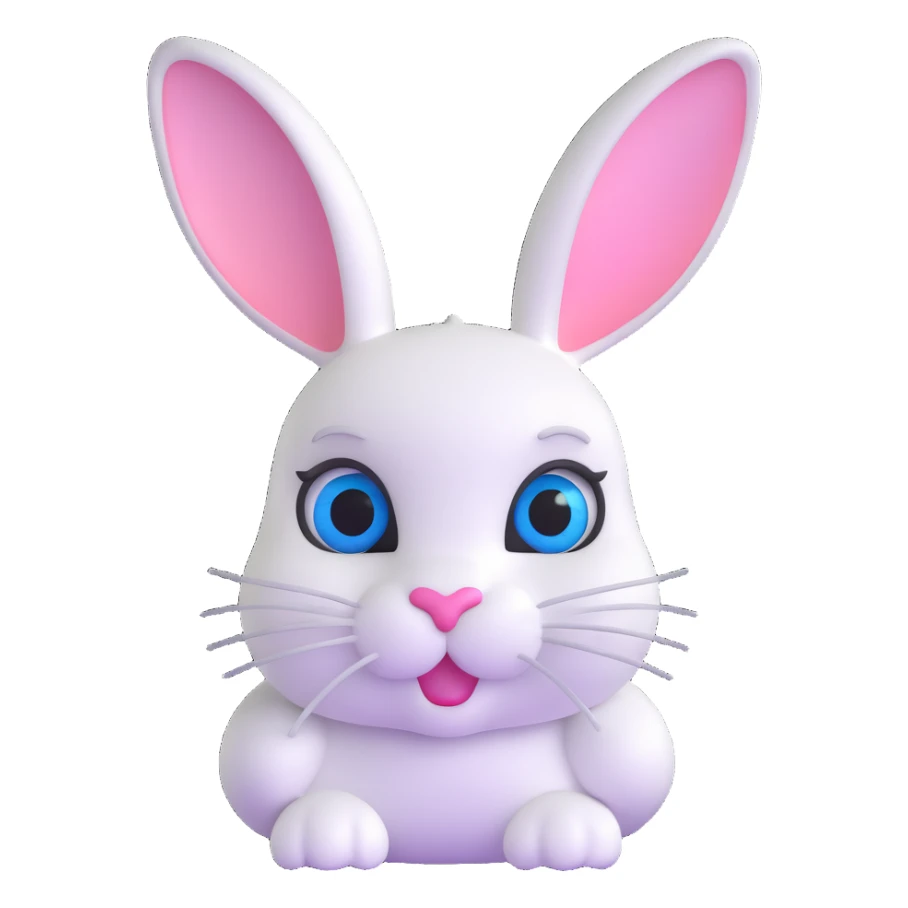 blue and white rabbit with ocean blue eyes sticker