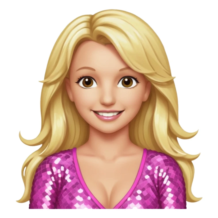 Britney Spears with long blonde hair, pink sequin outfit sticker