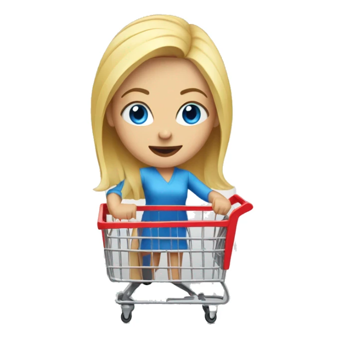 Blonde woman with blue eyes pushing a Target shopping cart sticker