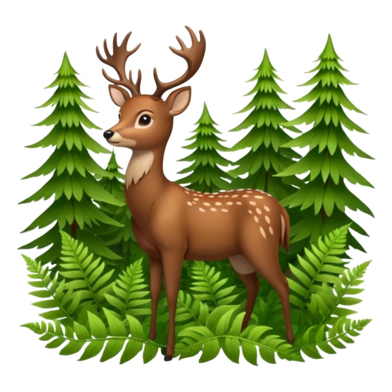 deer among green forest sticker