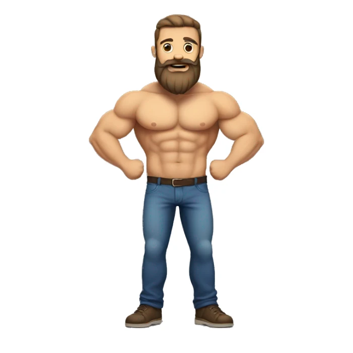 strong dad with beard showing muscles full body sticker