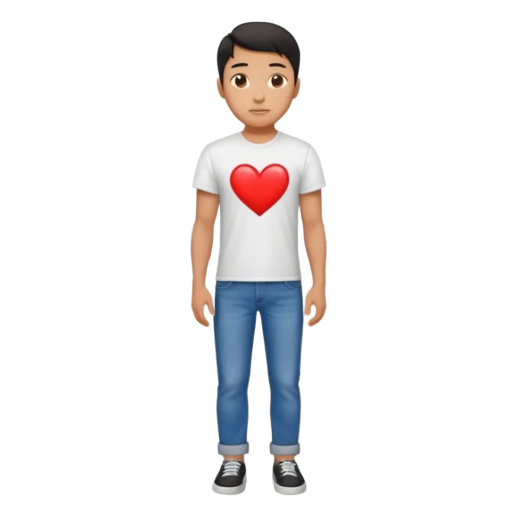 asian man falling on sidewalk with heart eyes sticker