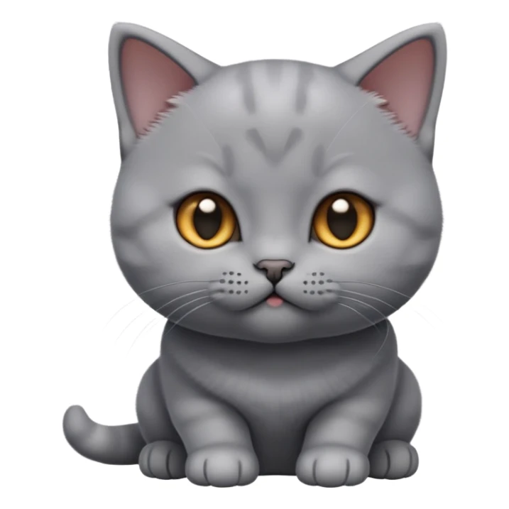 cinematic-cute-realisticbritish shorthair-kitten cat-portrait-emoji,-head-tilted-playfully-and-inquisitively,-sleek-solid-grey-fur,-simplified-yet-adorable-features,-highly-detailed,-glowing-with-a-warm,-friendly-glow sticker